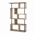 5-Tier MDF Wood and Metal Bookshelf White and Oak 175cm