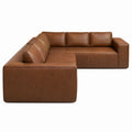L-Shaped Leather Sofa Set with High-Density Foam, Brown 300cm x 250cm x 85cm