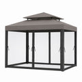 Steel Gazebo with Polyester Canopy and Mesh Sides 300cm x 300cm x 250cm