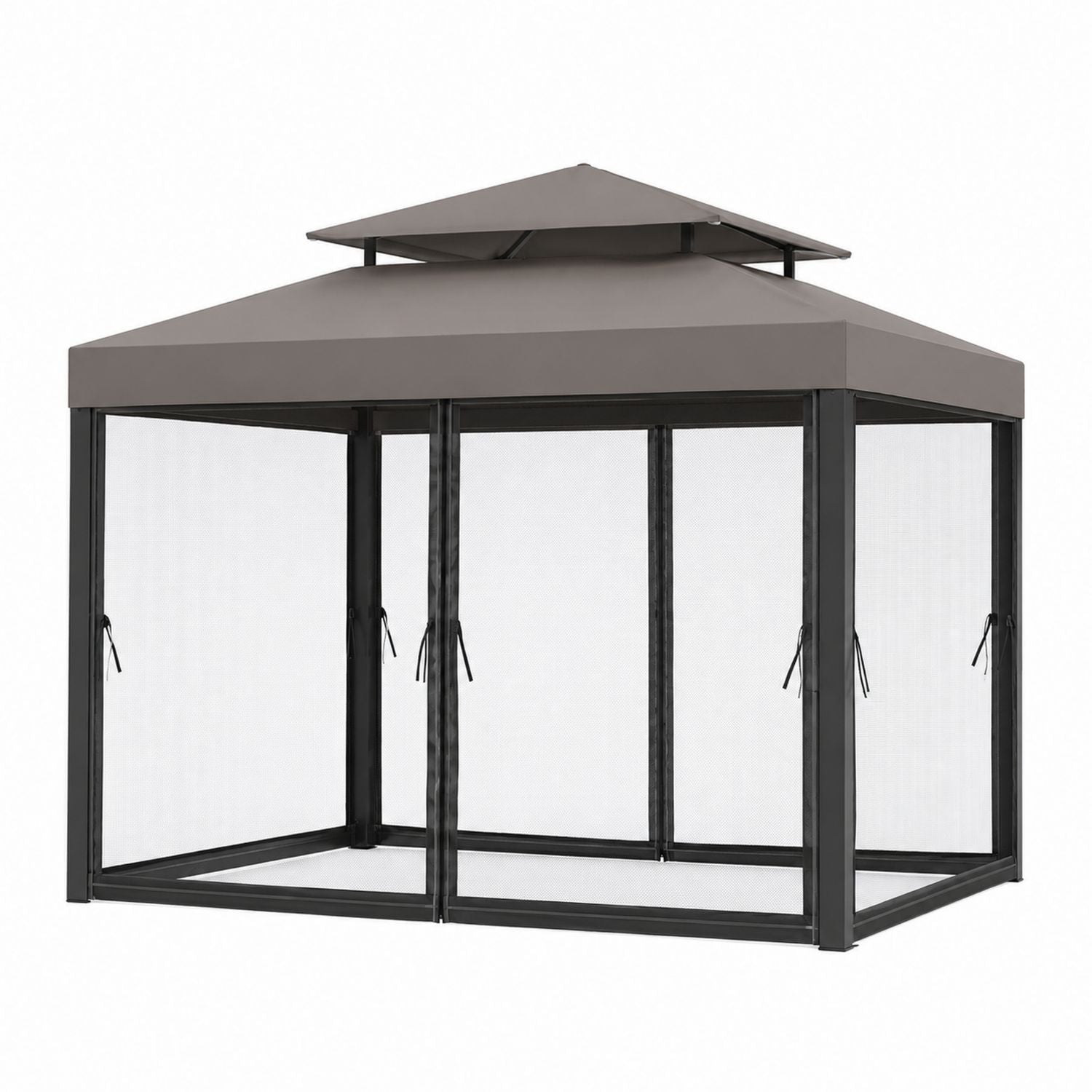 Steel Gazebo with Polyester Canopy and Mesh Sides 300cm x 300cm x 250cm