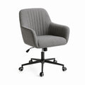 Gray Linen Office Chair with Adjustable Swivel and Wheels
