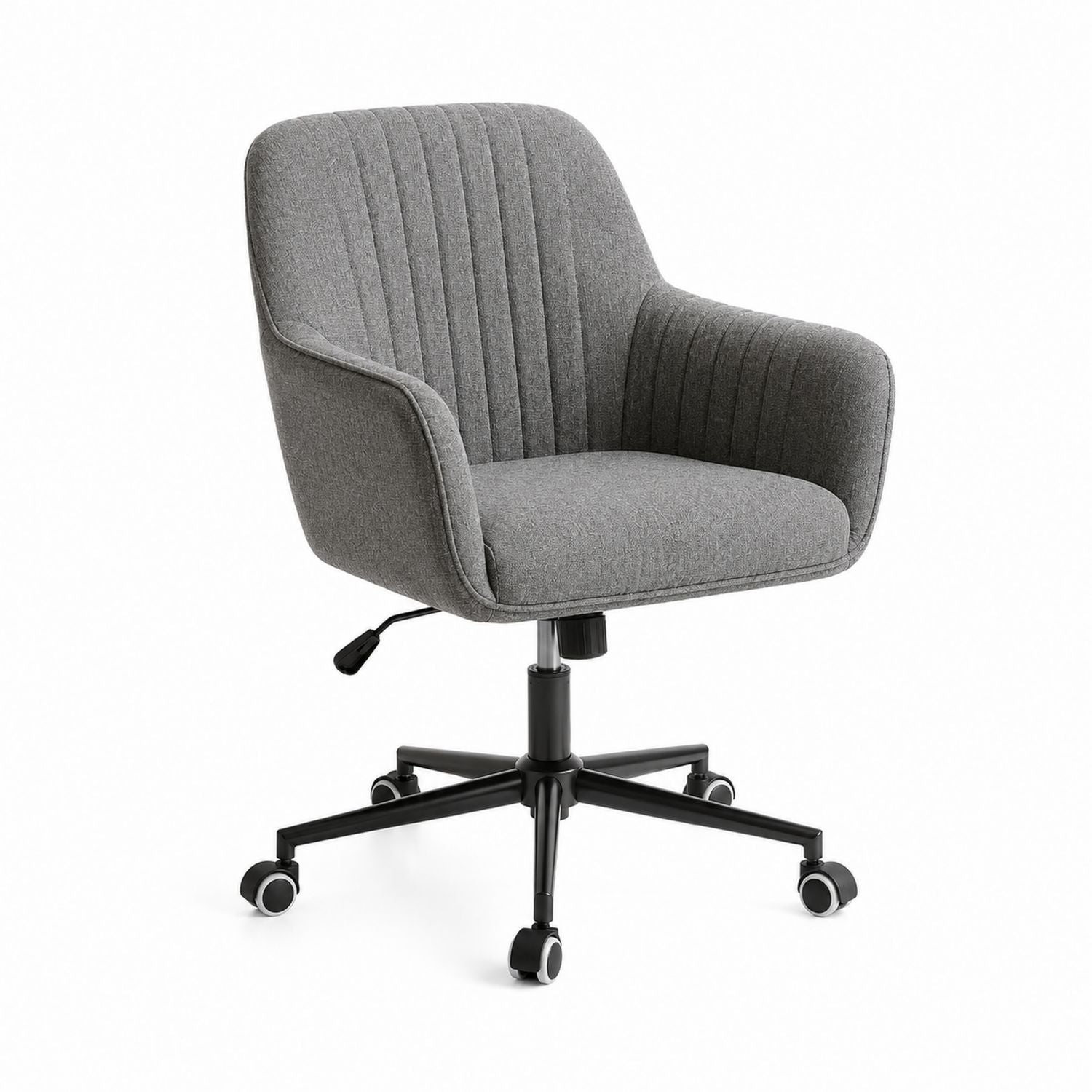 Gray Linen Office Chair with Adjustable Swivel and Wheels