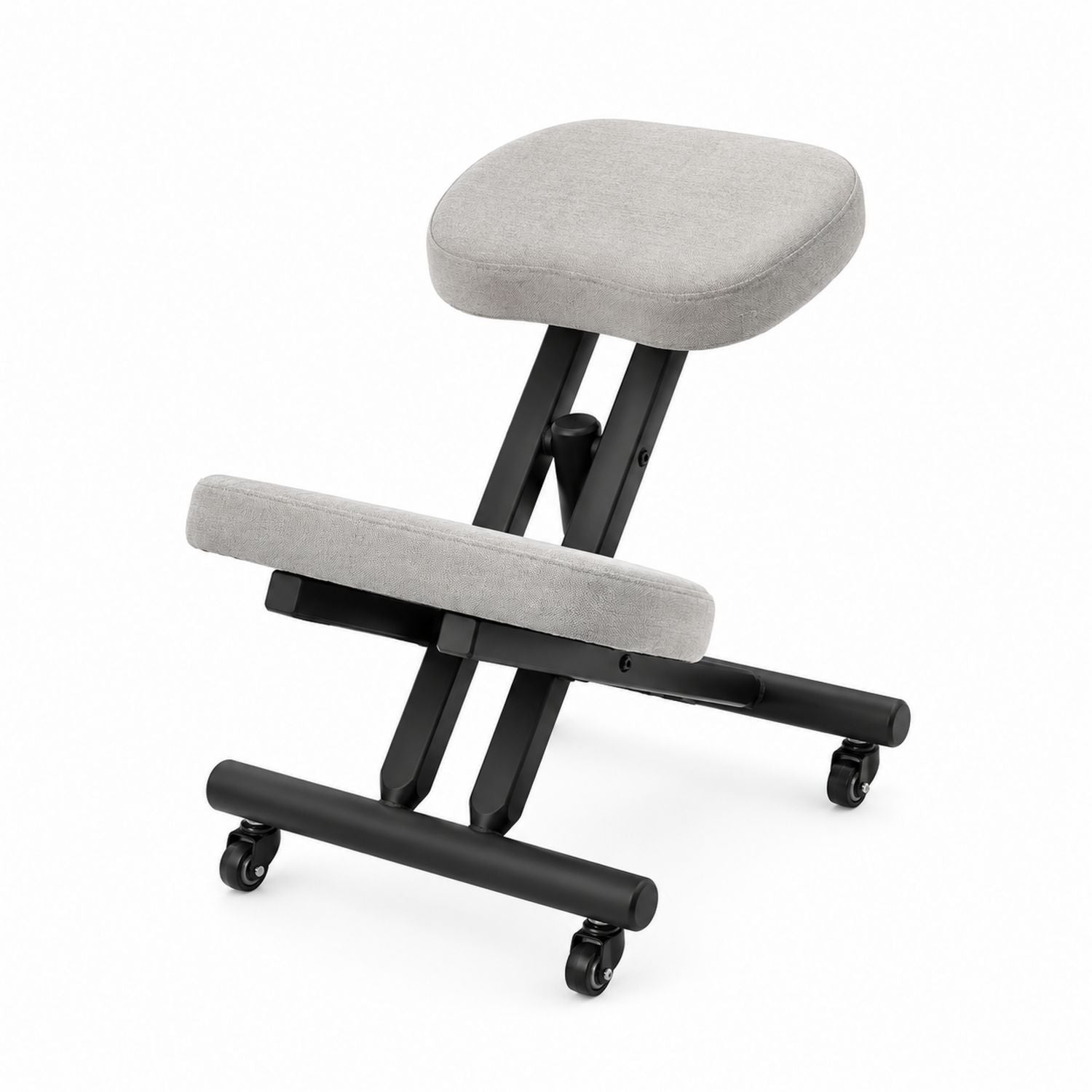 Ergonomic Kneeling Chair with Grey Polyester Fabric and Steel Frame