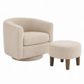 Swivel Lounge Chair and Ottoman Set Polyester Beige