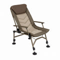 Reclining Outdoor Steel Chair with Polyester Fabric in Khaki and Brown