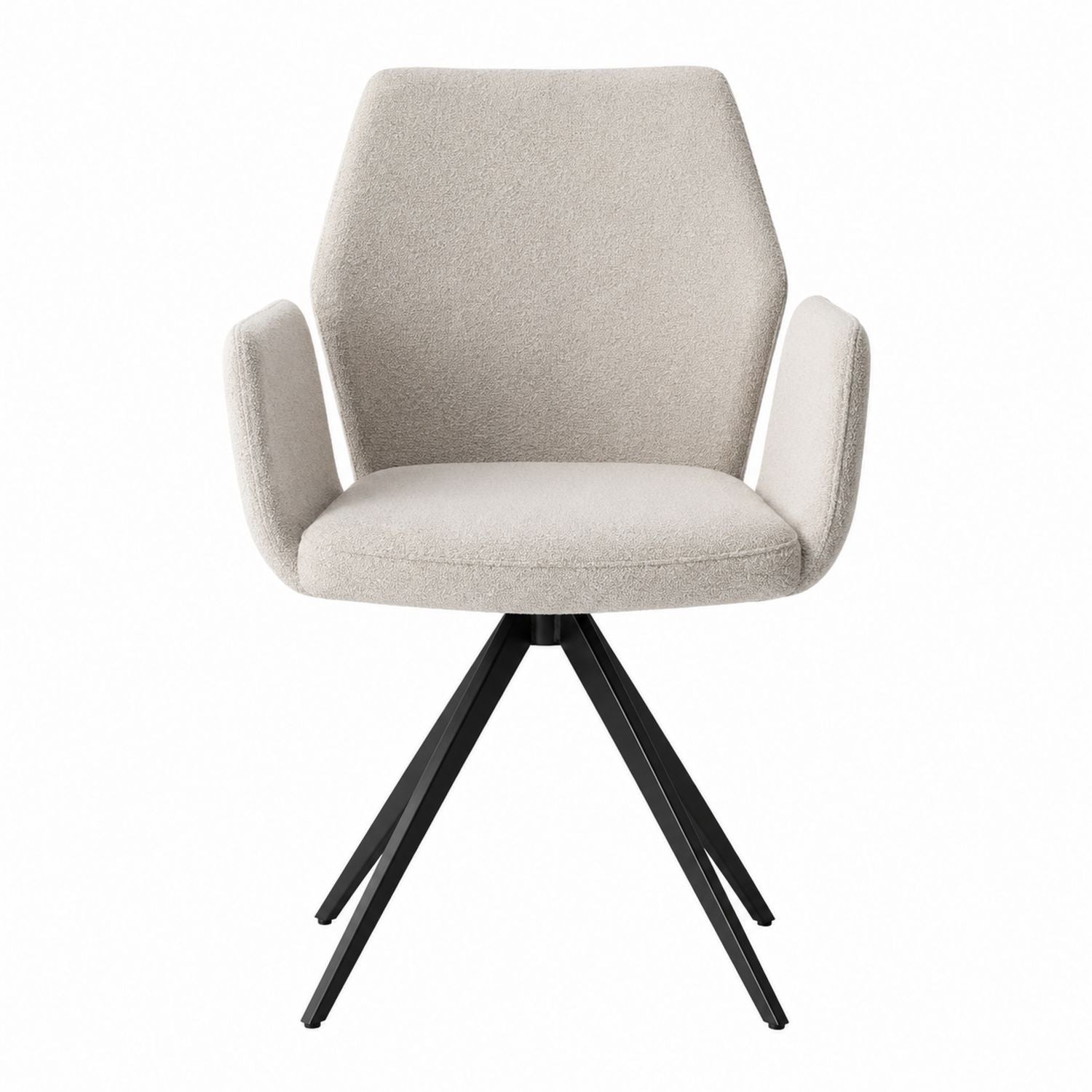 Beige Polyester Fabric Armchair with Steel Legs