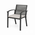 Aluminum Outdoor Chair with Polyester Cushions Black and Grey 60cm x 58cm x 85cm