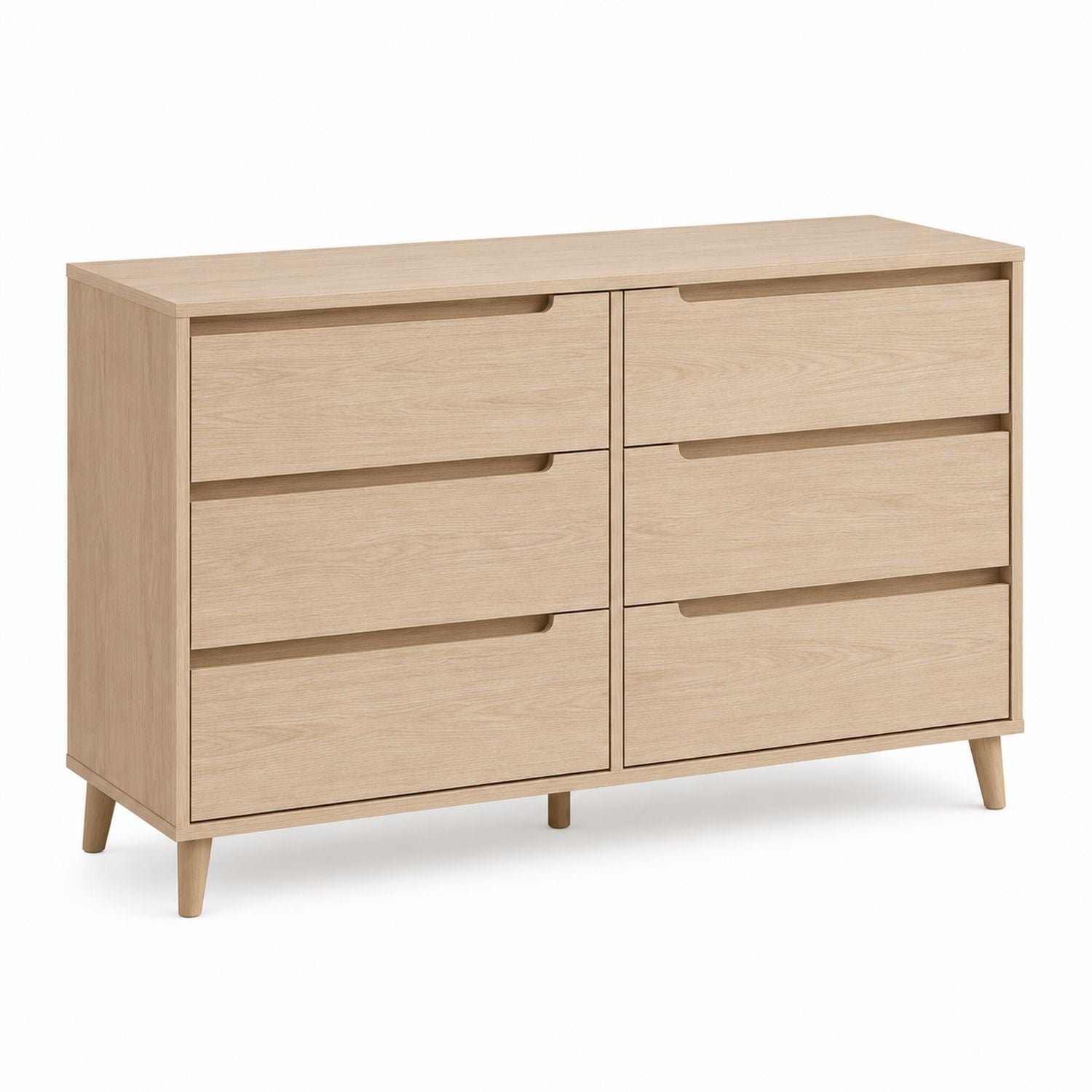 6-Drawer Wood Dresser Natural Finish 120x40x75 cm