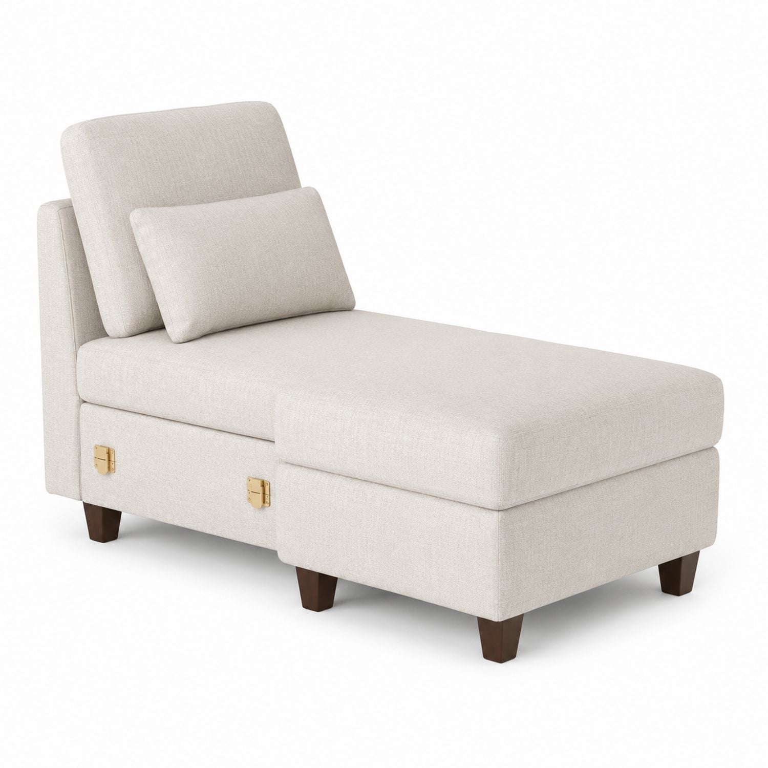 Beige Fabric Chaise Lounge with Cushion and Pillow