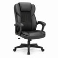 Executive Office Chair Black PU Leather and Mesh with High Back and Padded Armrests