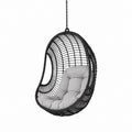 Hanging Egg Chair Wicker Rattan Black with Grey Cushion