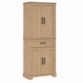 Wood Storage Cabinet with Shelves and Drawer Natural Oak 190cm