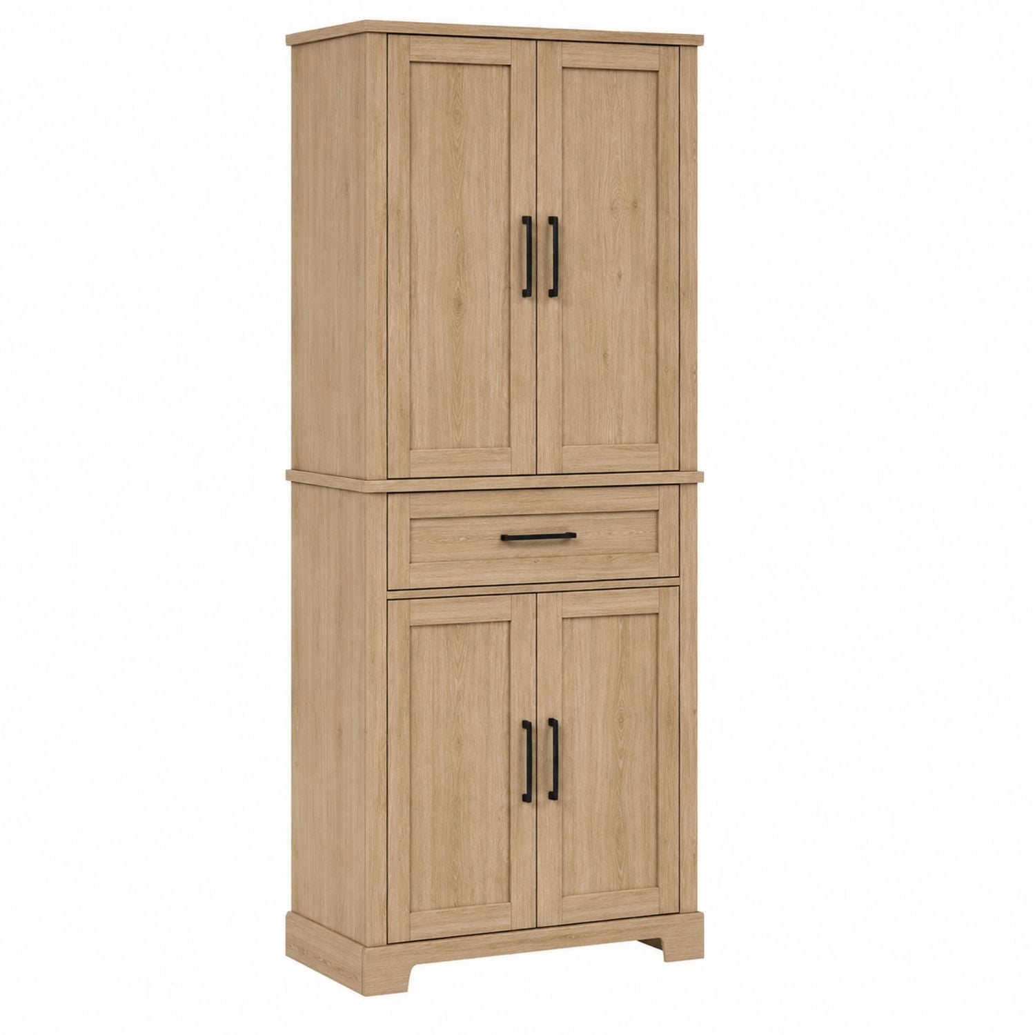 Wood Storage Cabinet with Shelves and Drawer Natural Oak 190cm