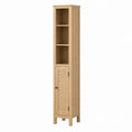 Tall Wooden Storage Cabinet with Shelves and Louvered Door Oak 190cm