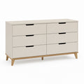 6-Drawer Wood Dresser Beige 120cm x 40cm x 75cm