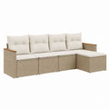 Outdoor Sectional Sofa Set PE Rattan Beige Cushions 4-Seater Right Arm Facing