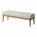 Linen Upholstered Bench with Oak Frame 120cm