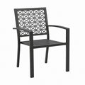 Outdoor Metal Patio Dining Chair with Black Lattice Design