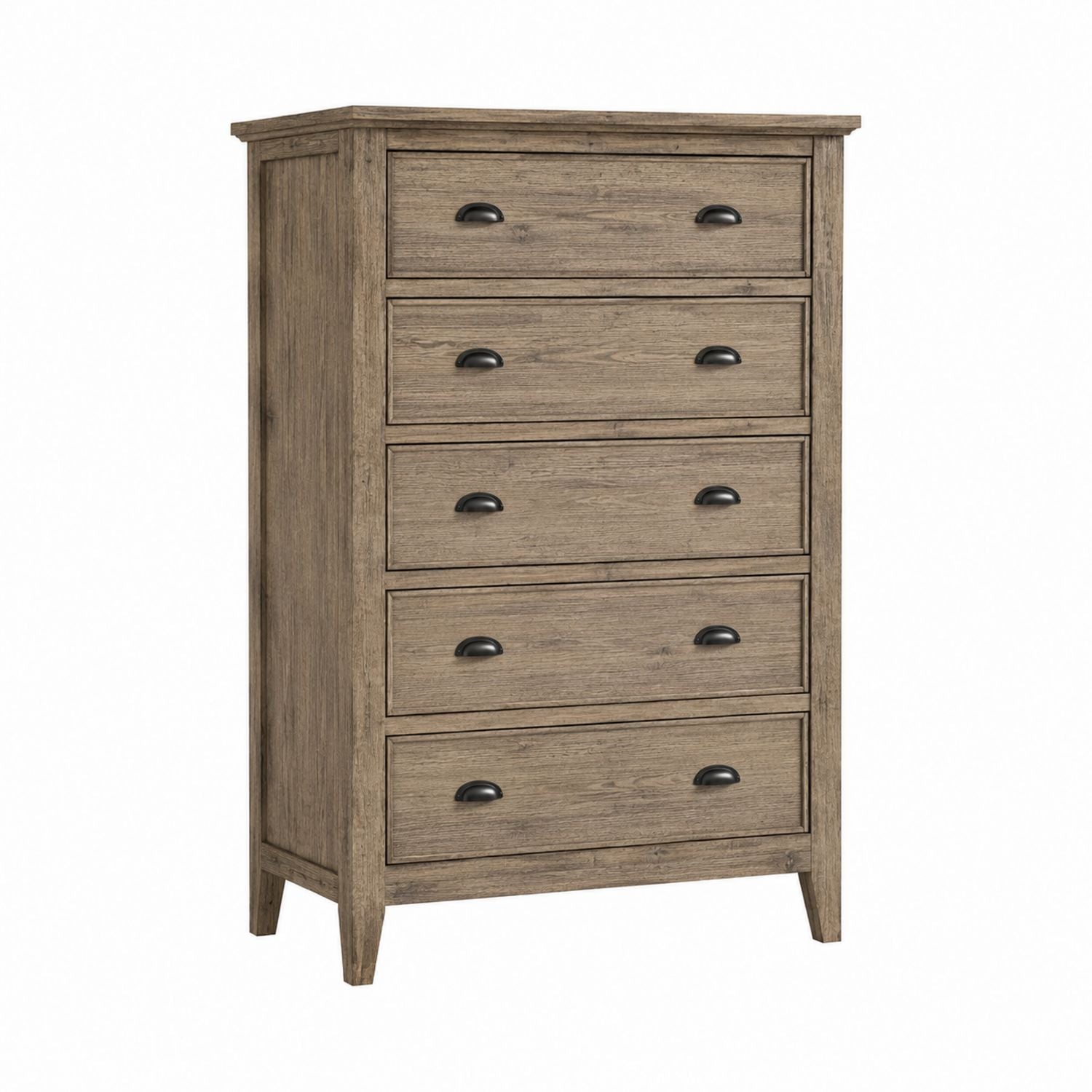 Wood 5-Drawer Dresser with Metal Handles