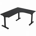 L-Shaped Adjustable Desk Black Wood and Steel 160cm x 90cm