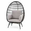 Outdoor Wicker Egg Chair with Polyester Cushions Gray