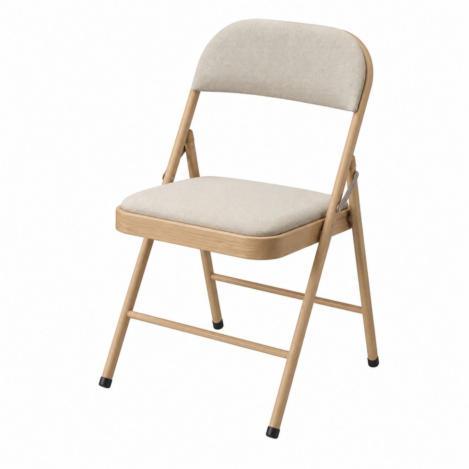 Folding Chair Bamboo Frame Beige Polyester Fabric