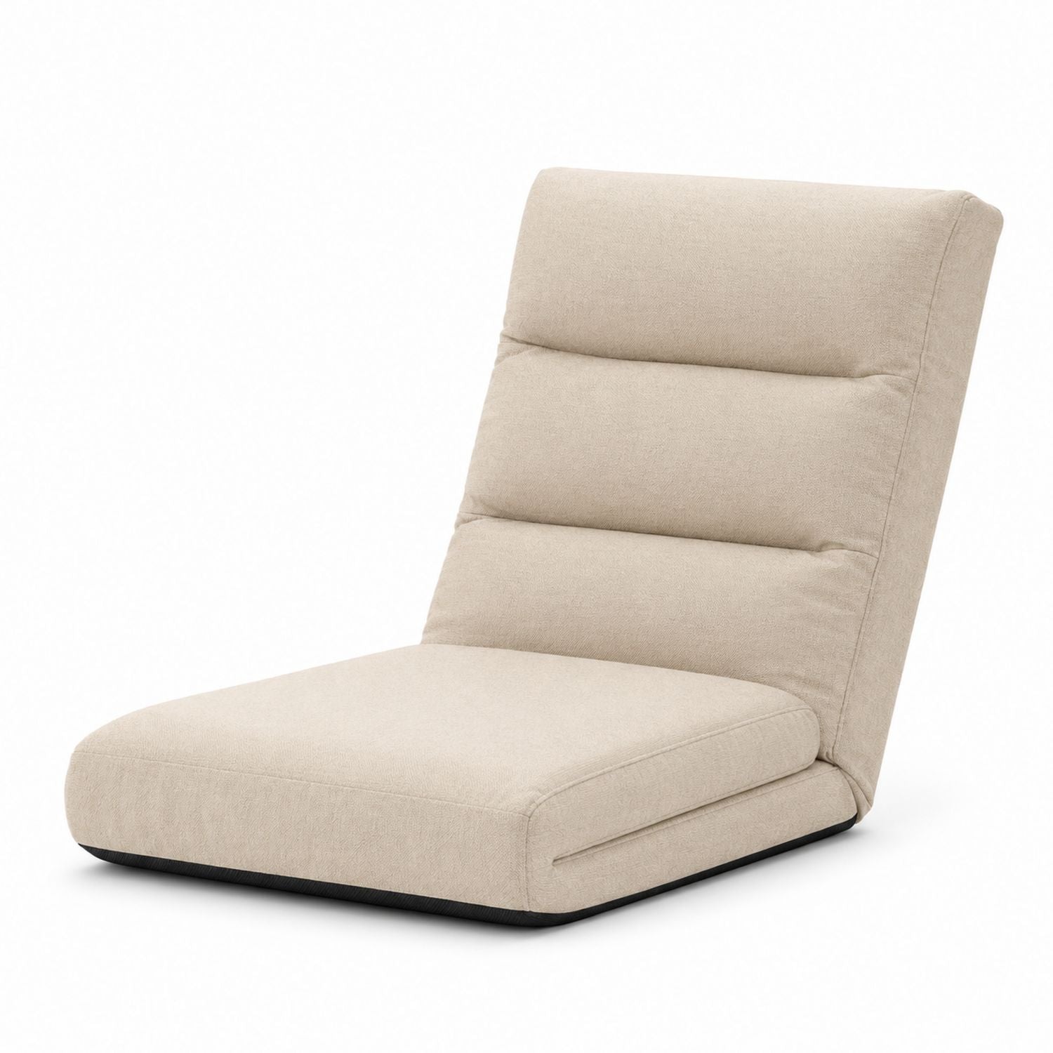 Beige Fabric Floor Chair with Adjustable Backrest
