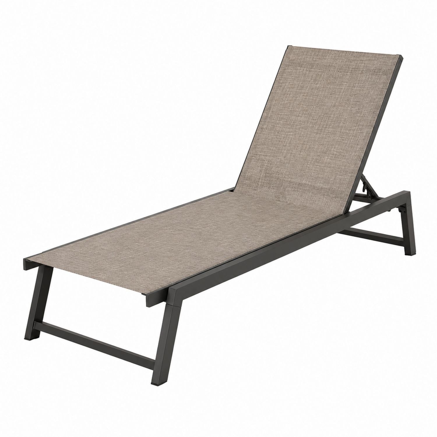 Outdoor Adjustable Aluminum Textilene Chaise Lounger Gray 210cm