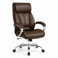 Brown Faux Leather Office Chair with Chrome Base