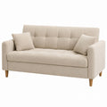 3-Seater Fabric Sofa with Oak Legs Beige 180cm x 75cm x 85cm