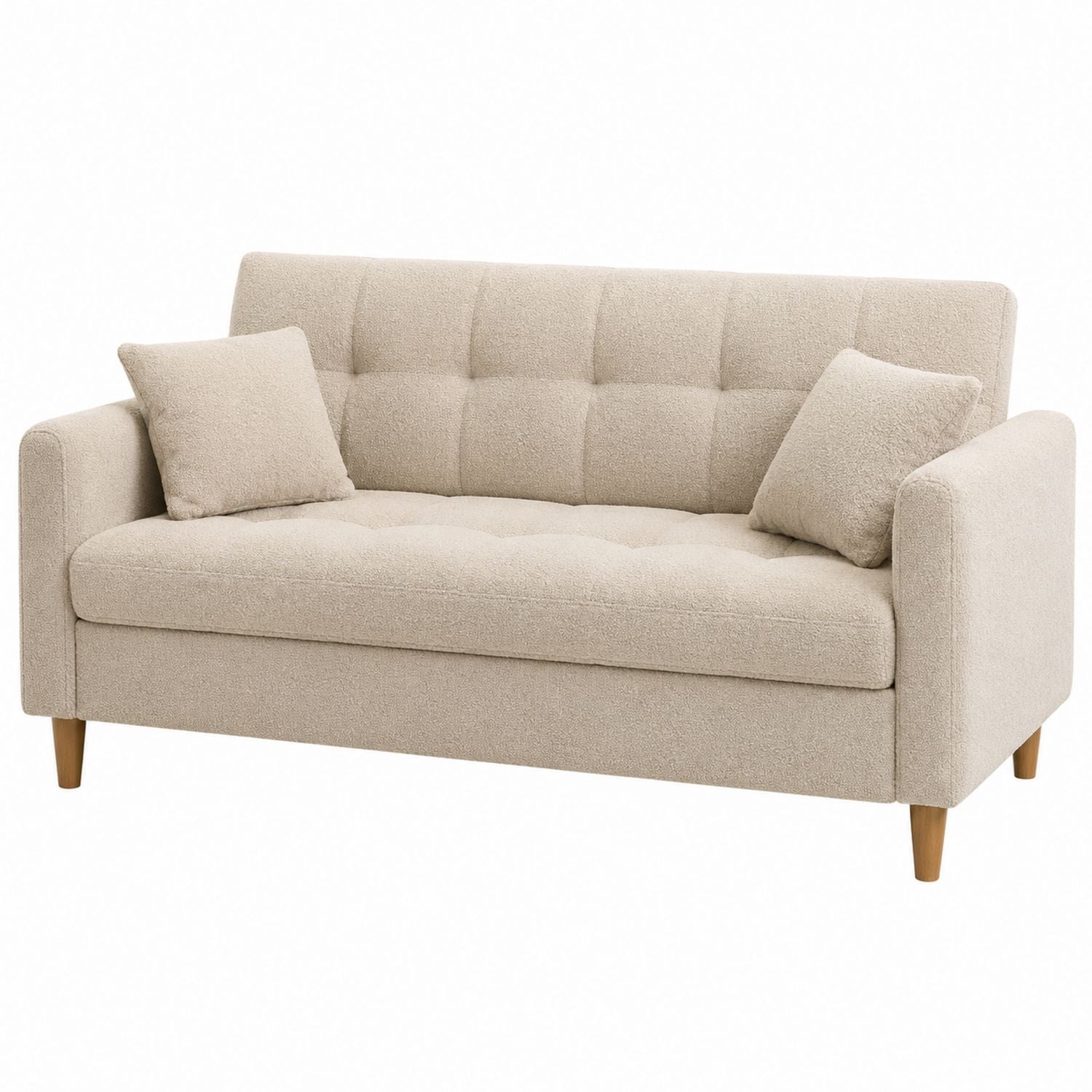 3-Seater Fabric Sofa with Oak Legs Beige 180cm x 75cm x 85cm